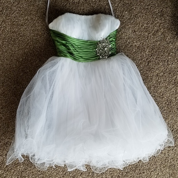 white and green prom dress